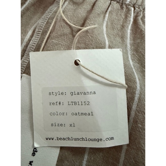 Beach Lunch Lounge Striped Linen & Cotton Paperbag Waist Pants Women XL NEW - Picture 9 of 11